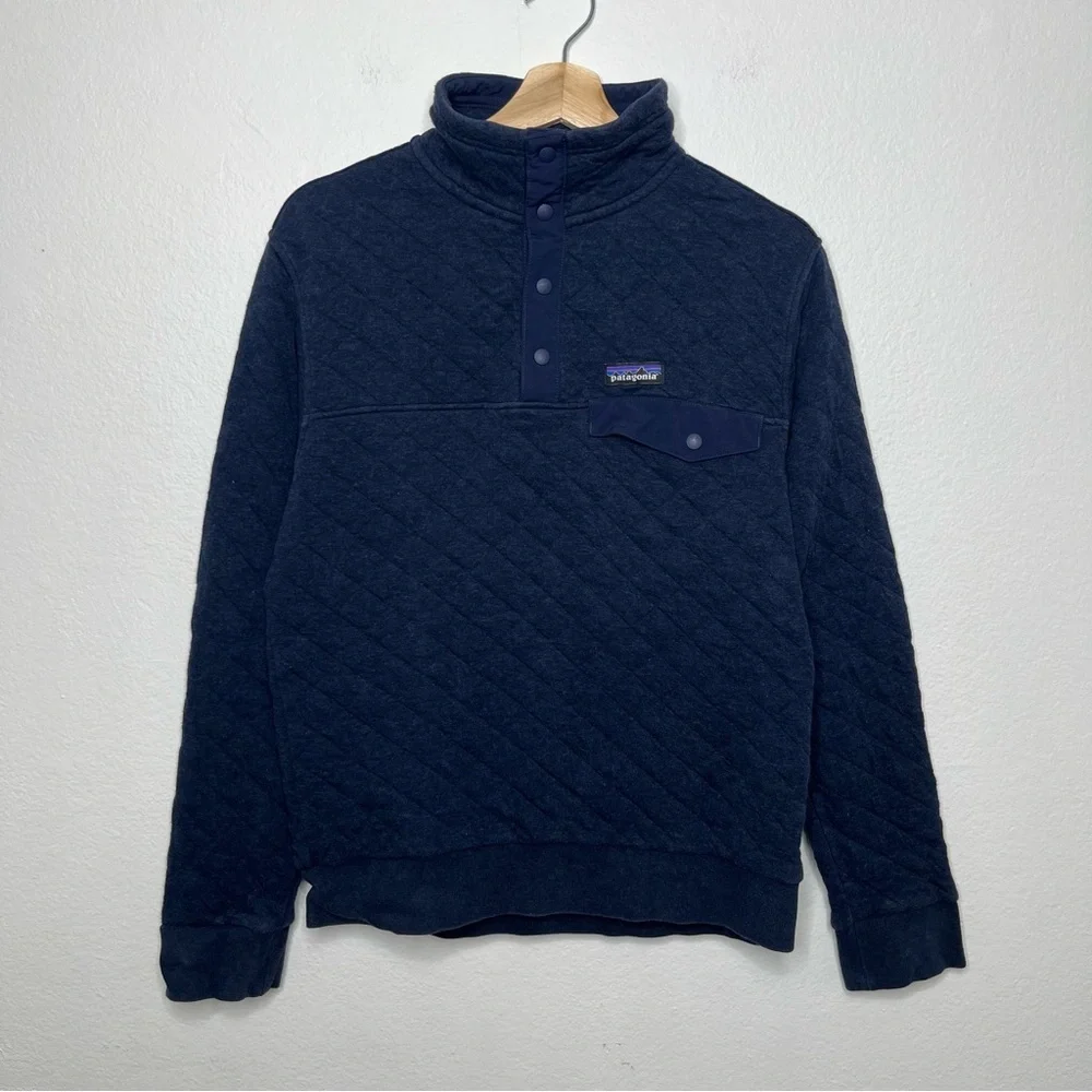 PATAGONIA QUILT SNAP-T PULLOVER Sweatshirt Navy Blue Size XS Classic Unisex